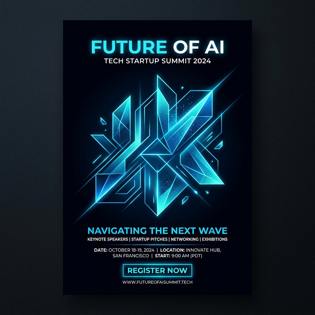 AI-generated promotional poster for a tech event