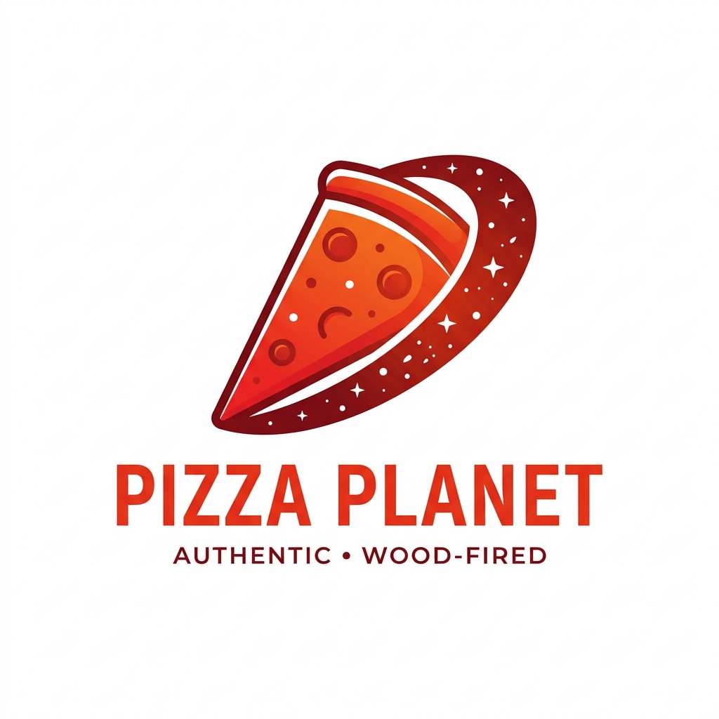 AI generated pizza planet restaurant logo