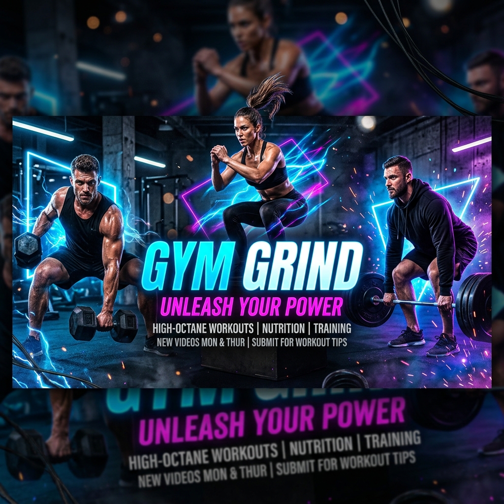 AI generated fitness YouTube banner example