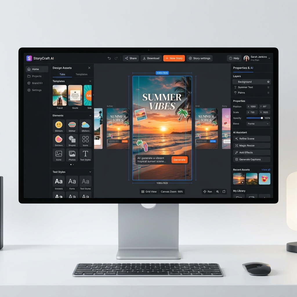 AI Instagram story maker interface