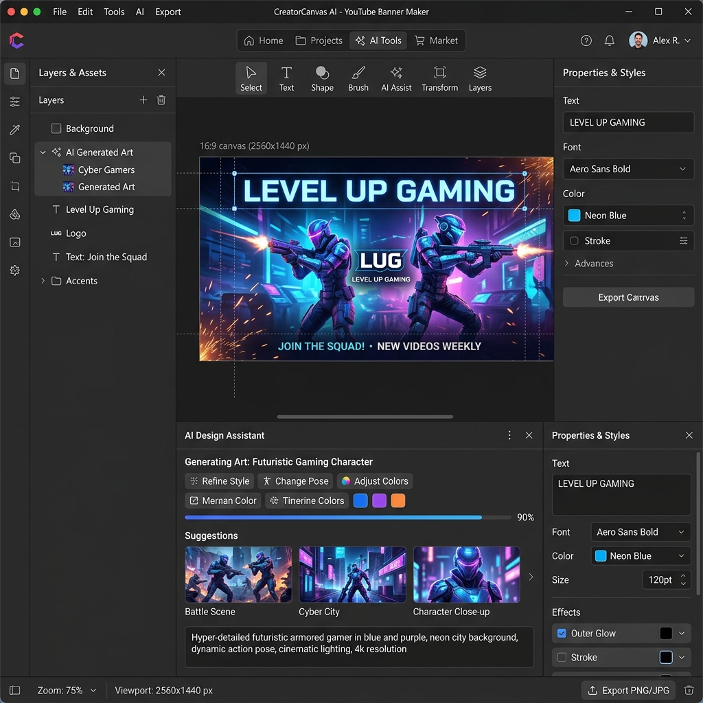 AI YouTube art maker interface example